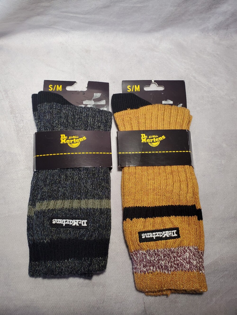 Dr. Martens S/M Ribbed Crew Socks - Mustard and Charcoal Bundle Cotton